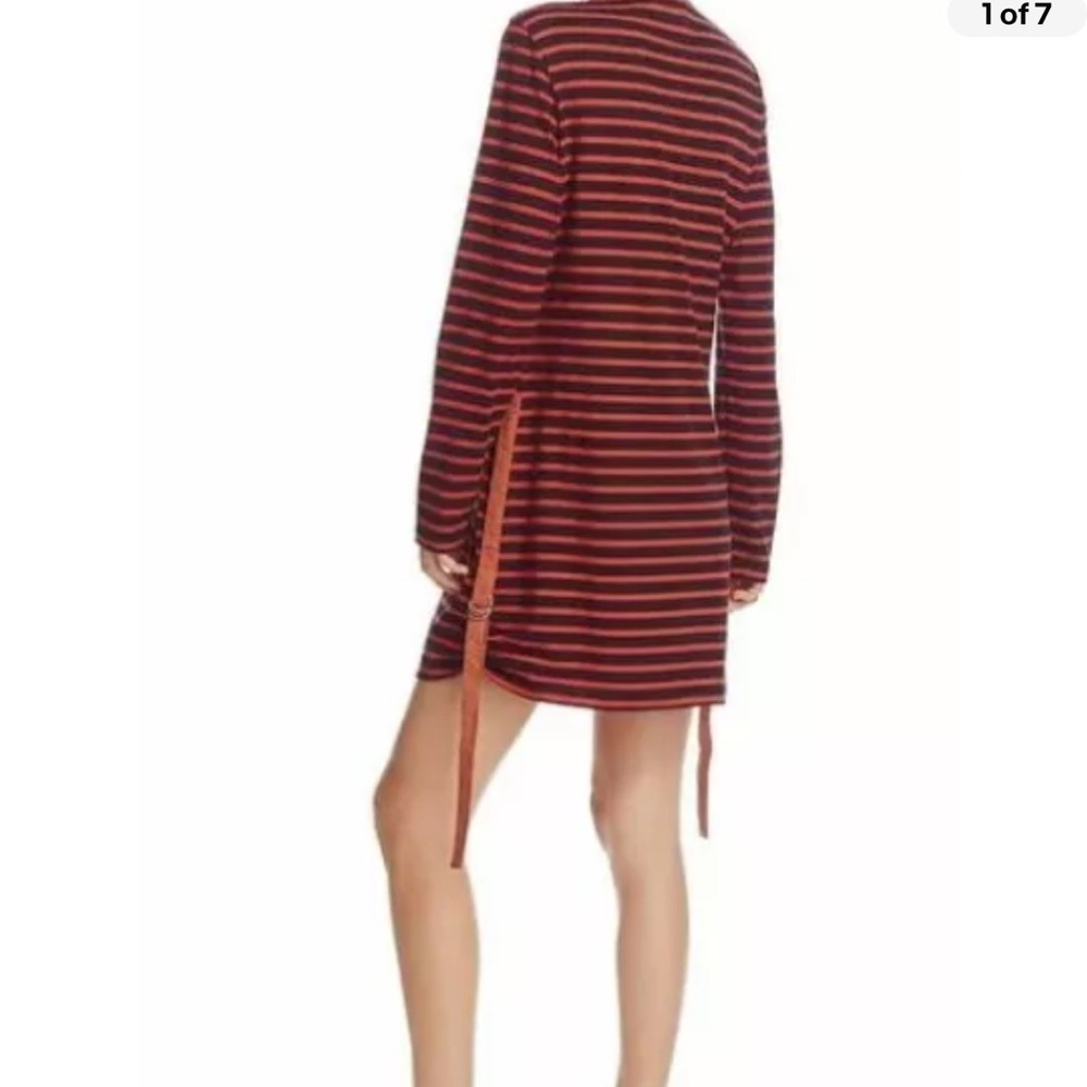 Derek Lam 10 Crosby Striped T-Shirt Dress with Straps - Picture 2 of 6